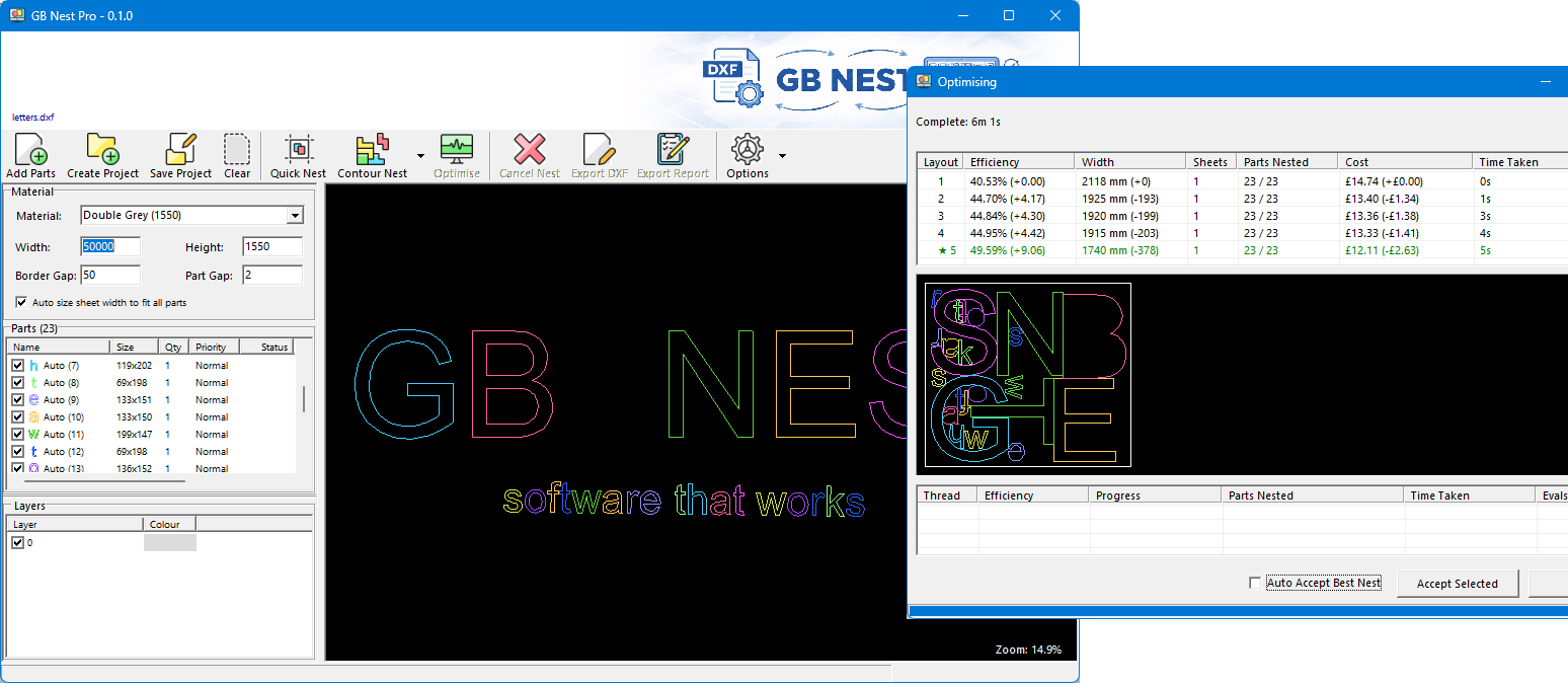 Signage layout nest