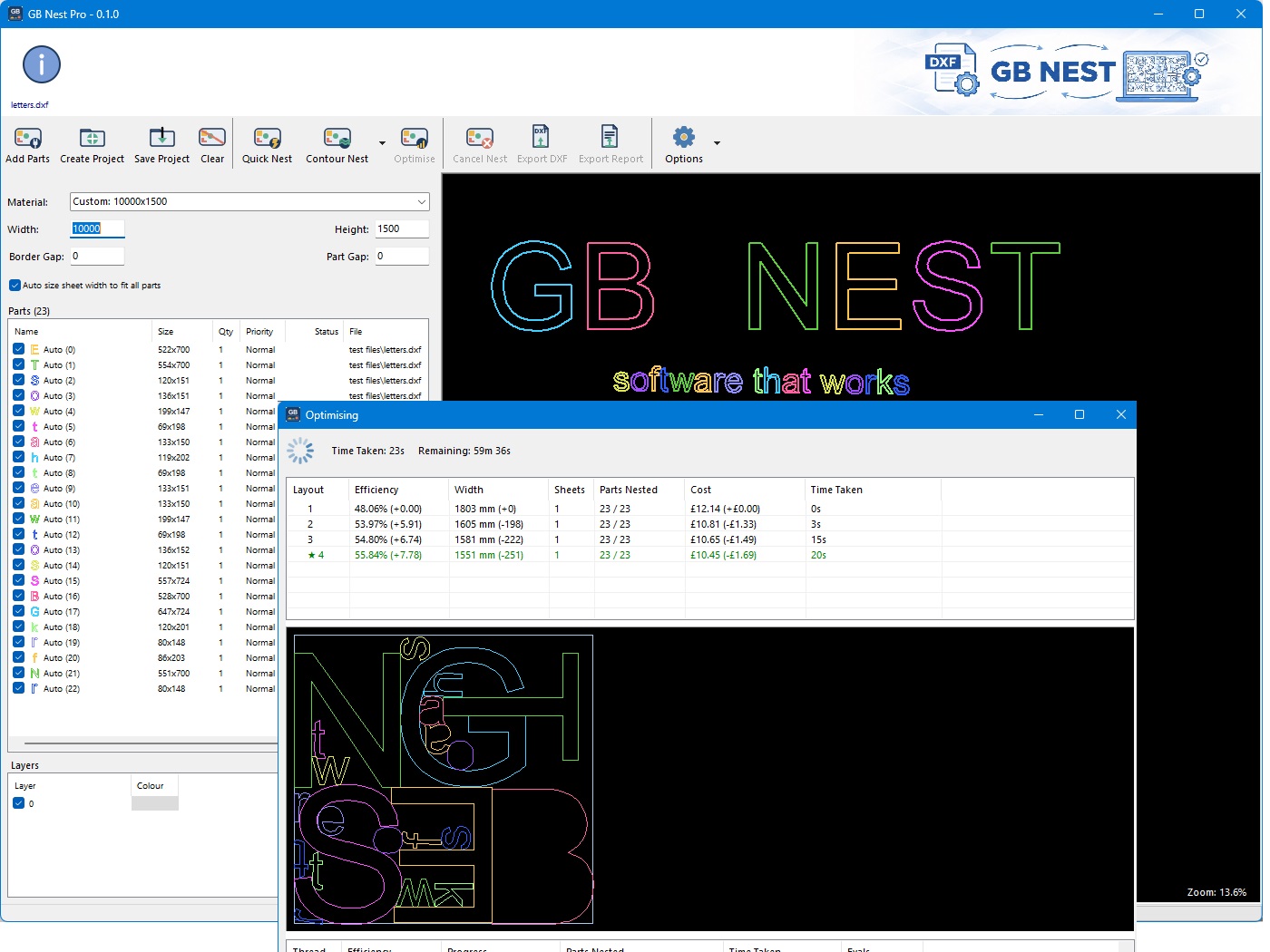 Signage layout nest